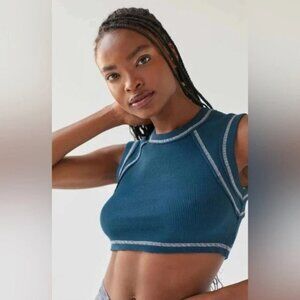 Urban Outfitters UO Shrunken Tank Solid Knitted Cropped Top Dark Teal M
